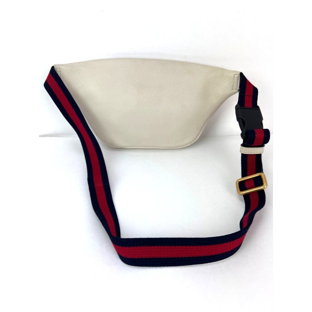 Gucci Logo White Leather Web Belt Sling Bag - Picture 2 of 12